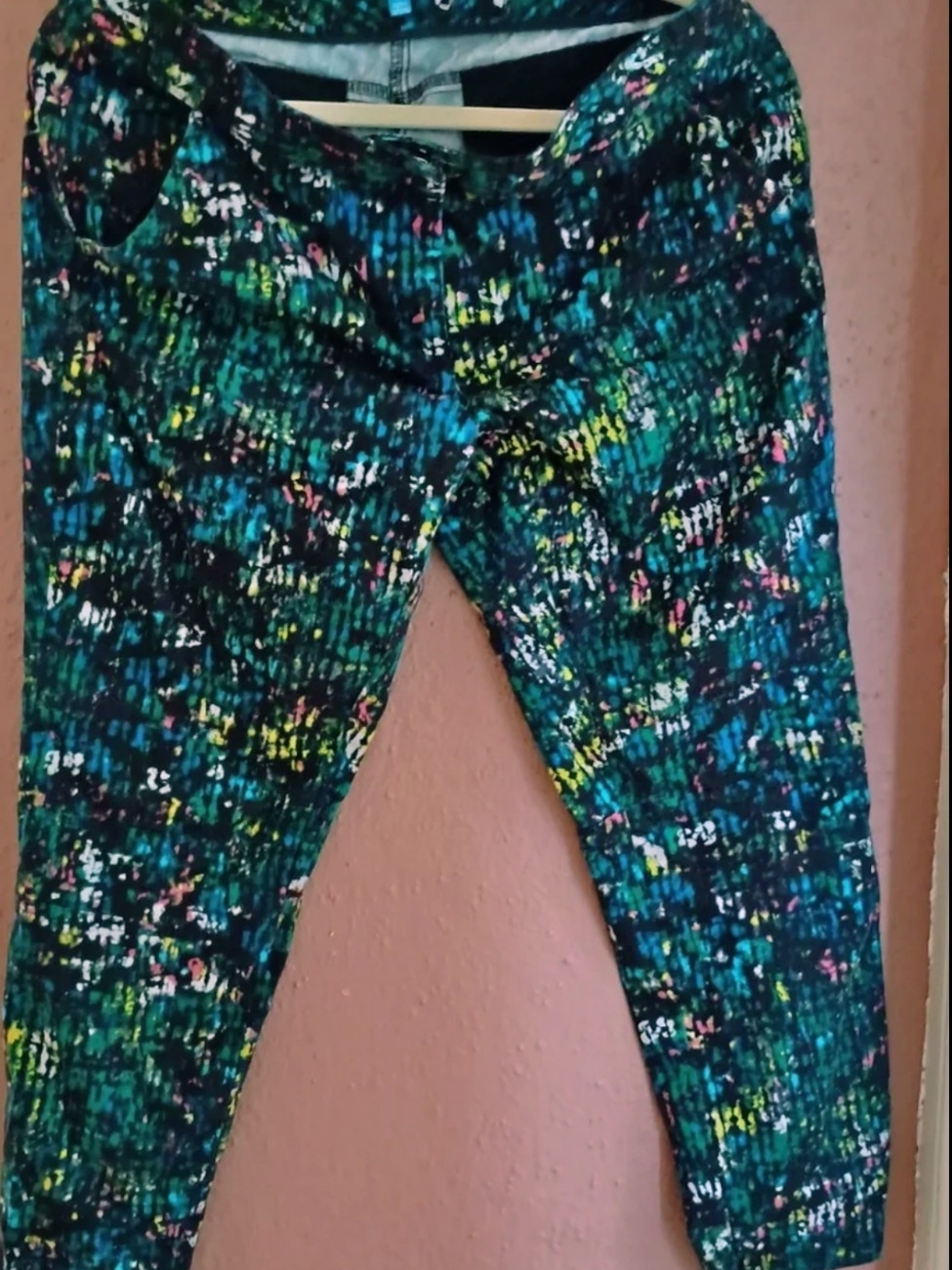 Derek Lam Teal, Navy & Green Printed Cropped Trousers